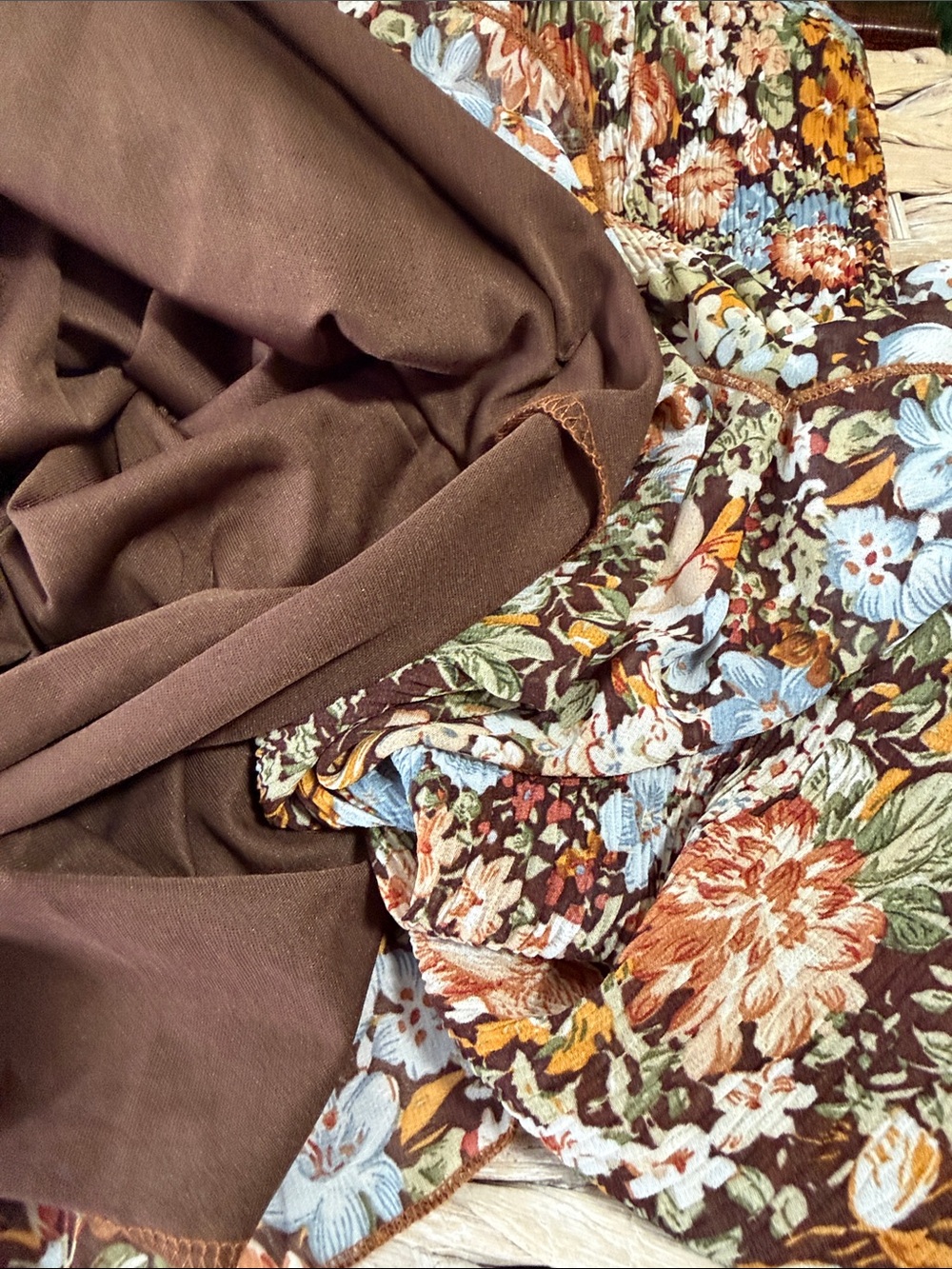 Bohemian Floral Tiered Maxi Skirt - Brown Multi - Picture 4 of 5